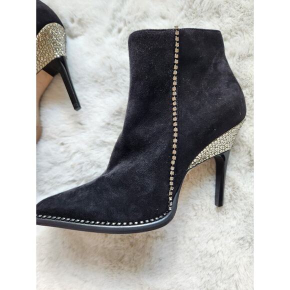 NWOB JIMMY CHOO Brecken 100 crystal-embellished suede ankle boots Size 35